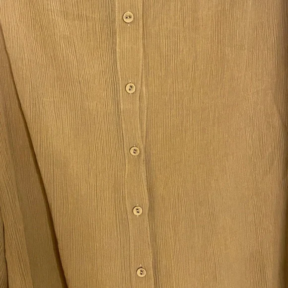 Zimmermann Textured Silk Button Up Mock Next Blouse Mustard Brown size 1 Small - Picture 6 of 10